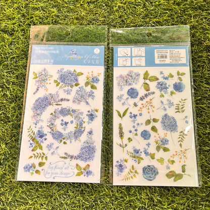 2 Pcs PVC White Ink floral and nature Transfer Stickers for journaling