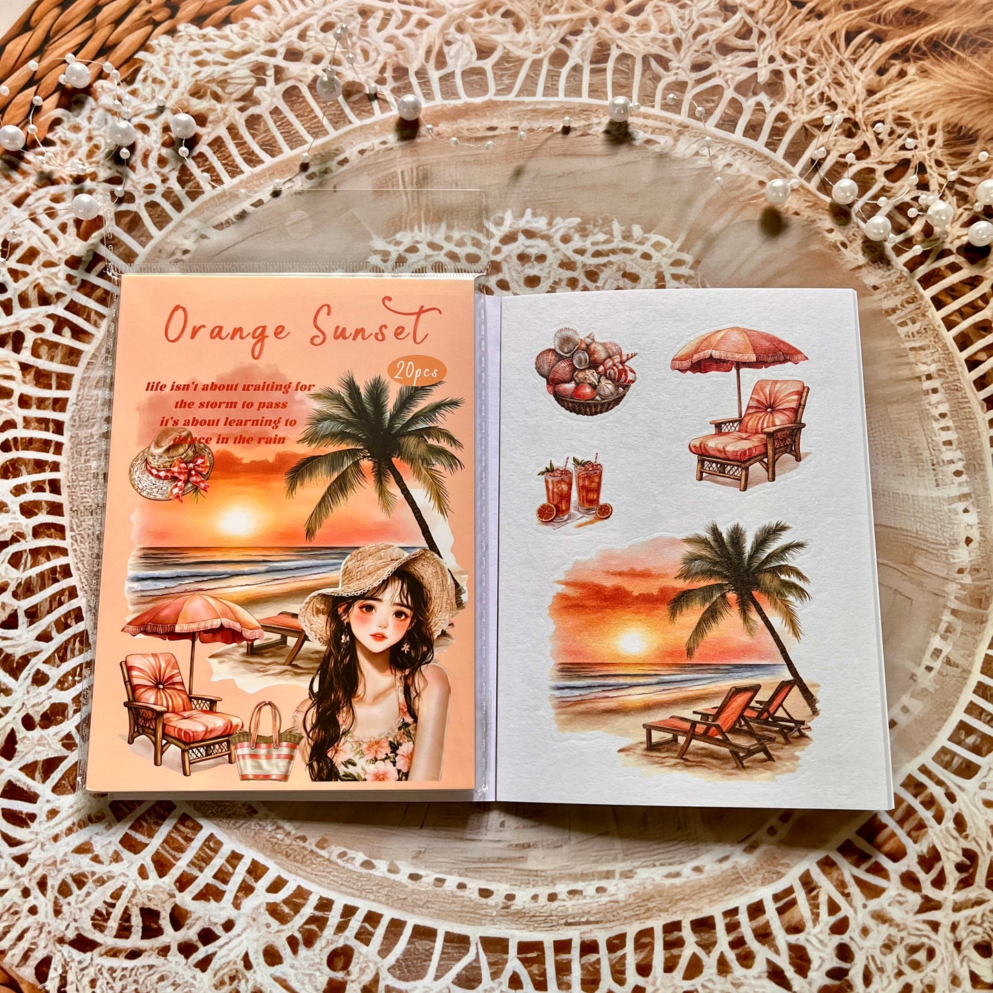 20 Pcs Small Fortune Series Vintage Character Flower Coffee Landscape Sticker Book