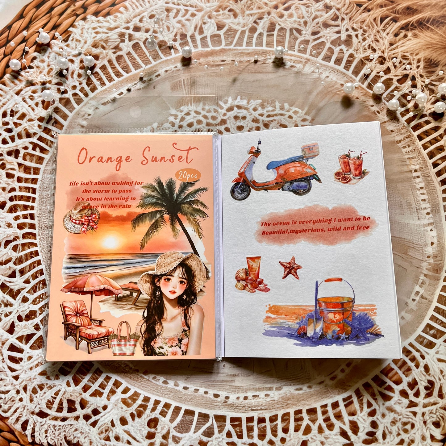 20 Pcs Small Fortune Series Vintage Character Flower Coffee Landscape Sticker Book