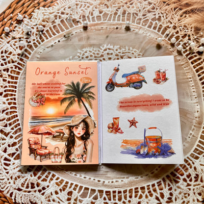 20 Pcs Small Fortune Series Vintage Character Flower Coffee Landscape Sticker Book