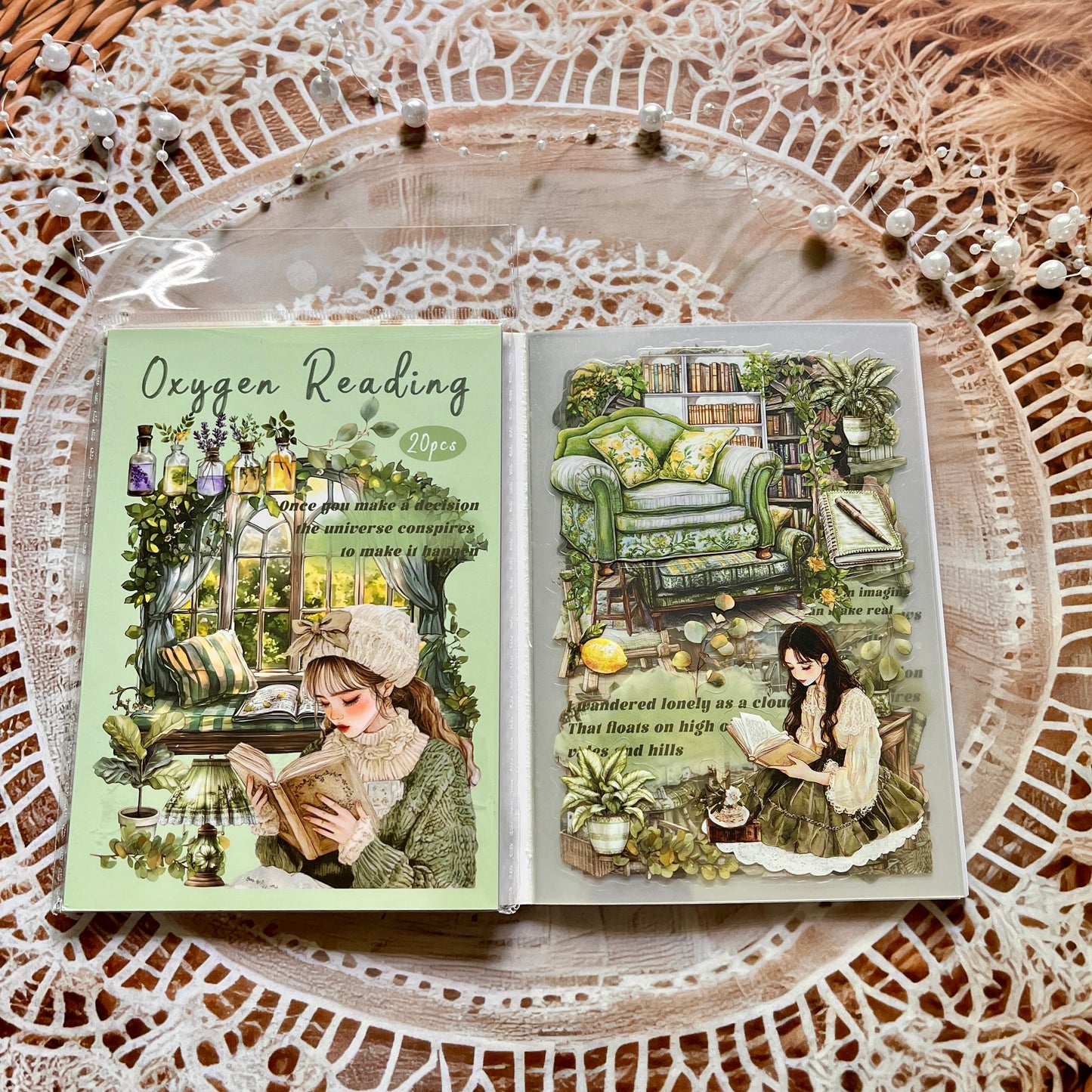 20 Pcs Small Fortune Series Vintage Character Flower Coffee Landscape Sticker Book