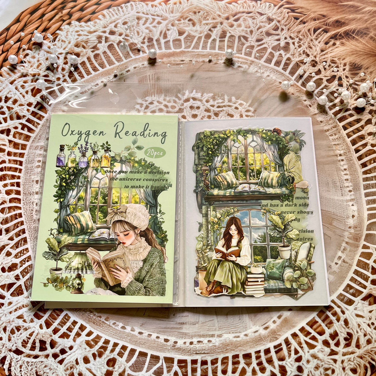 20 Pcs Small Fortune Series Vintage Character Flower Coffee Landscape Sticker Book