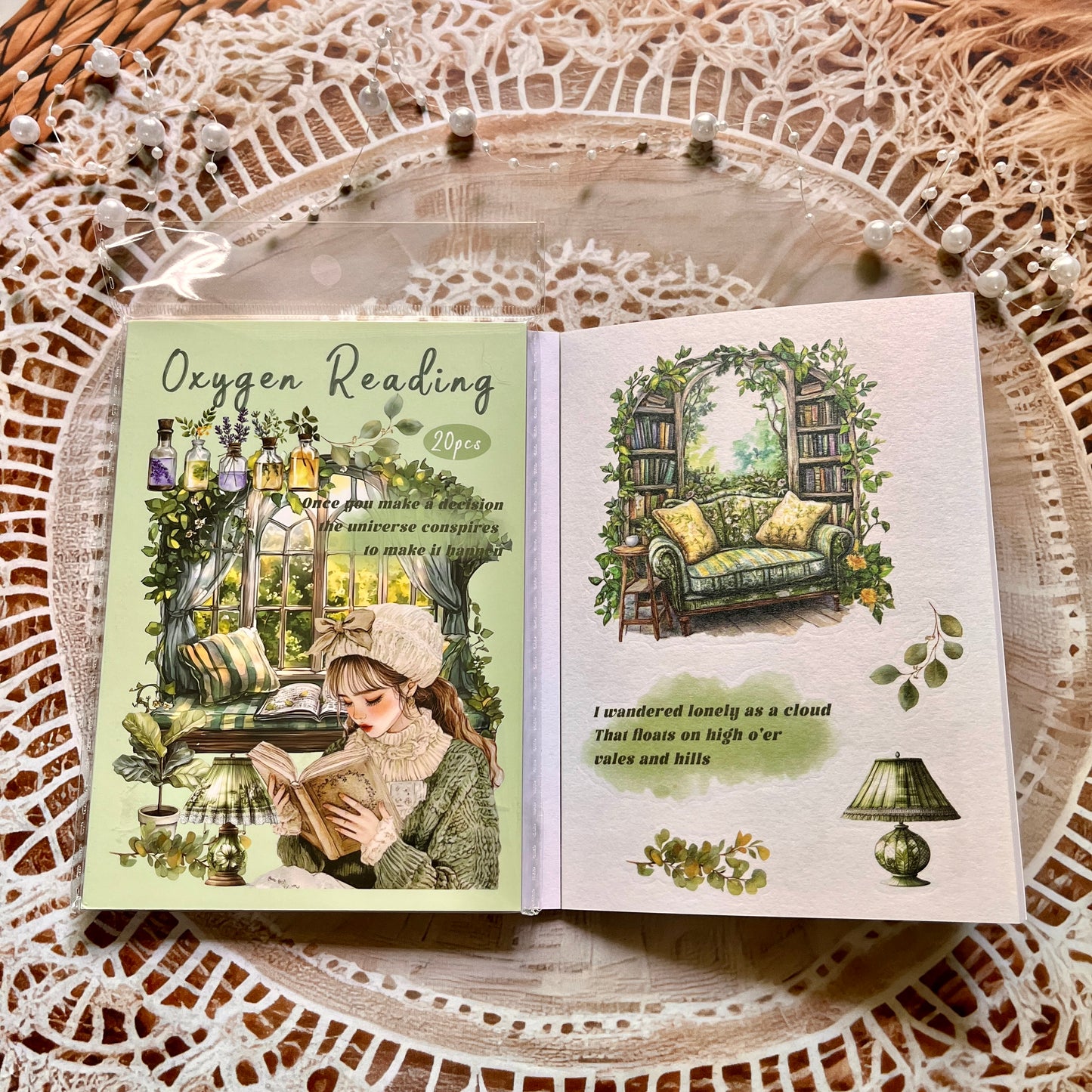 20 Pcs Small Fortune Series Vintage Character Flower Coffee Landscape Sticker Book
