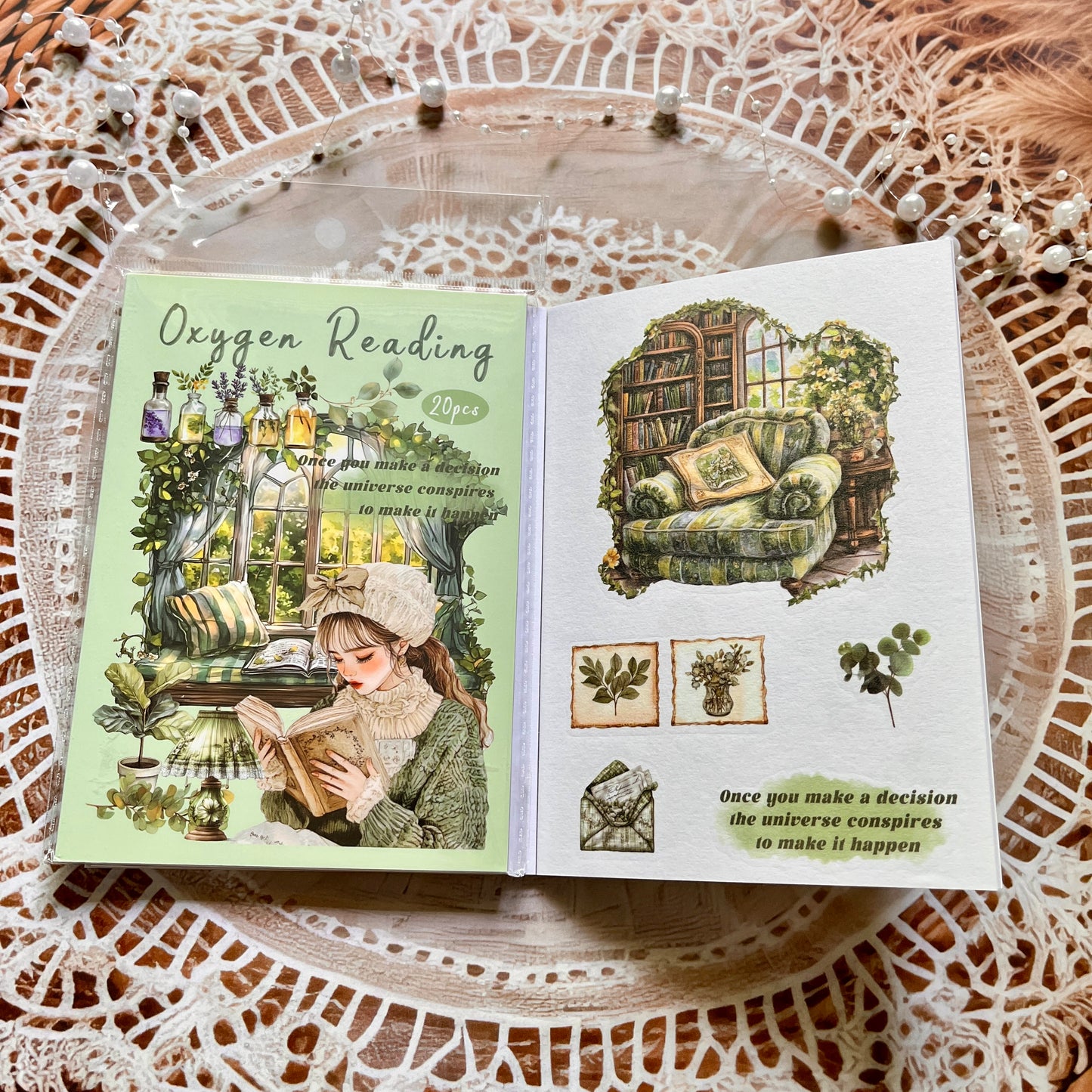 20 Pcs Small Fortune Series Vintage Character Flower Coffee Landscape Sticker Book