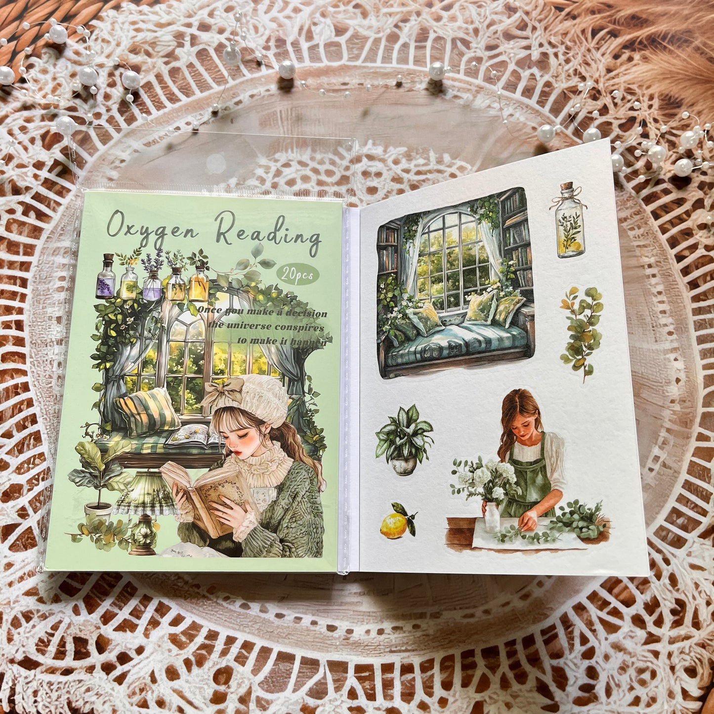 20 Pcs Small Fortune Series Vintage Character Flower Coffee Landscape Sticker Book