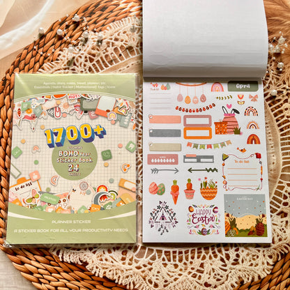 24 Sheets Aesthetics Boho Watercolor Planner Sticker Book