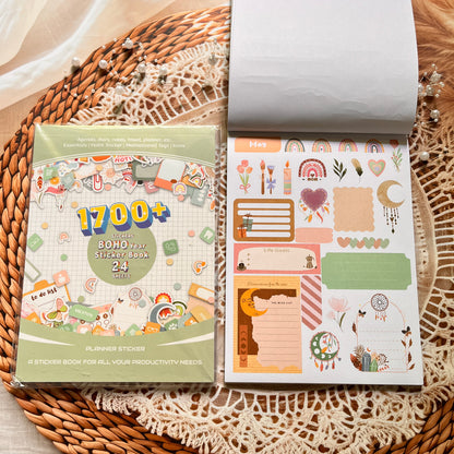 24 Sheets Aesthetics Boho Watercolor Planner Sticker Book