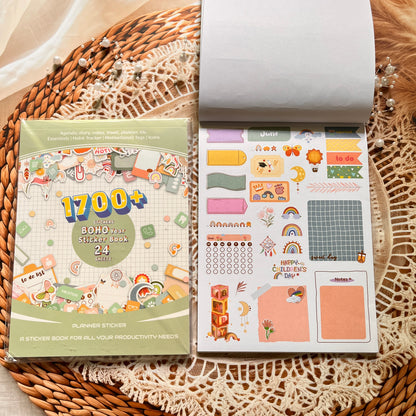 24 Sheets Aesthetics Boho Watercolor Planner Sticker Book
