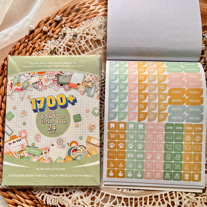 24 Sheets Aesthetics Boho Watercolor Planner Sticker Book