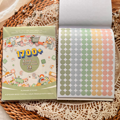 24 Sheets Aesthetics Boho Watercolor Planner Sticker Book