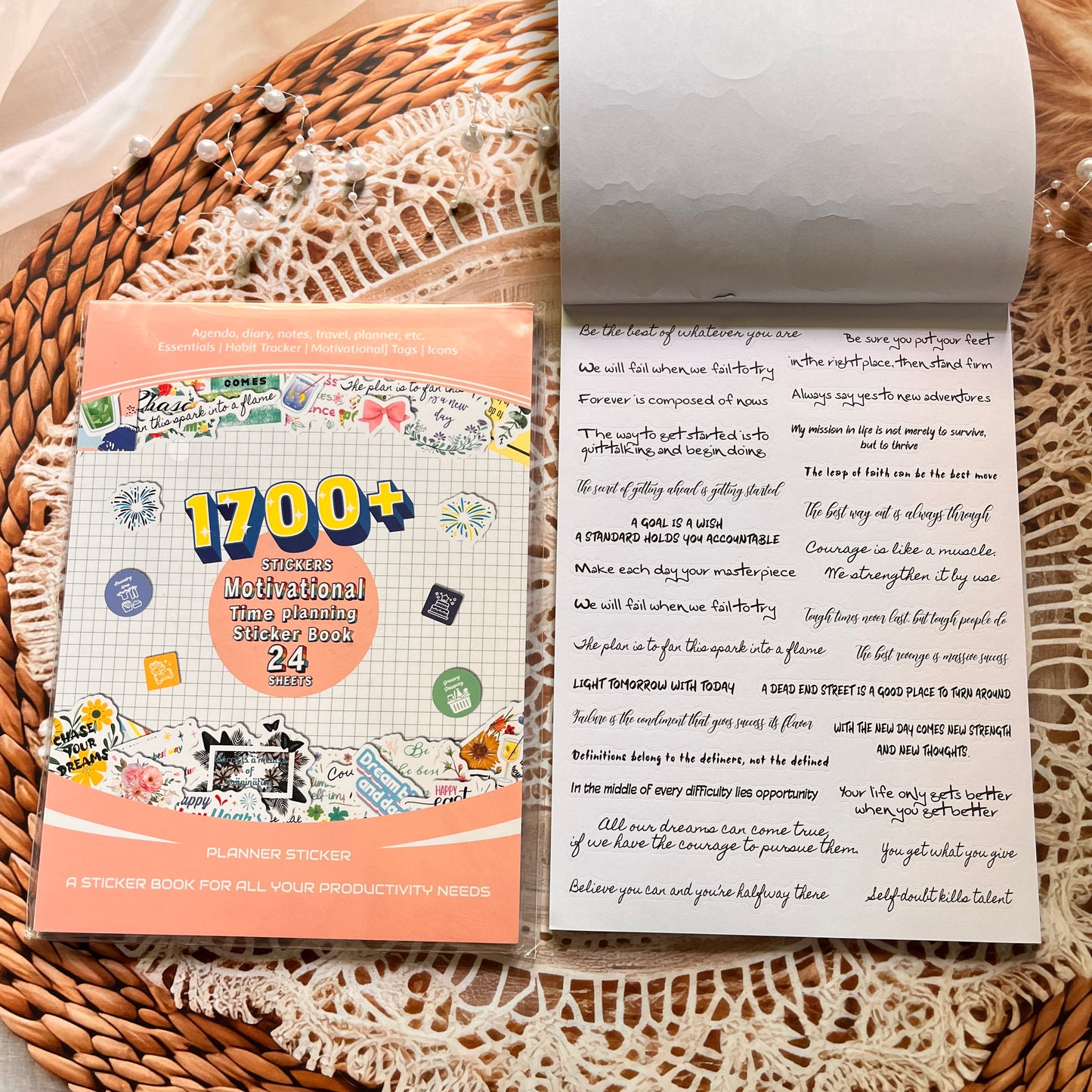 24 Sheets Aesthetics Boho Watercolor Planner Sticker Book