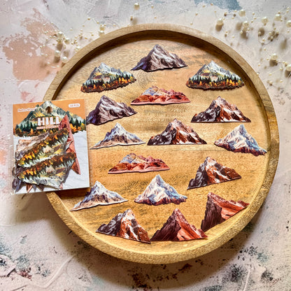 16 Pcs Mountain Series Hill Stickers for Journaling