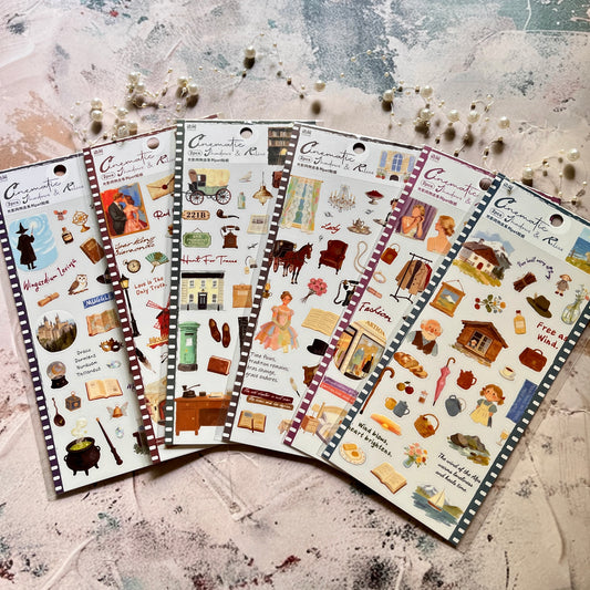 2 Sheets Light and Shadow Scenery Vintage American Style Stickers