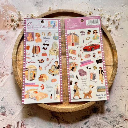 2 Sheets Light and Shadow Scenery Vintage American Style Stickers