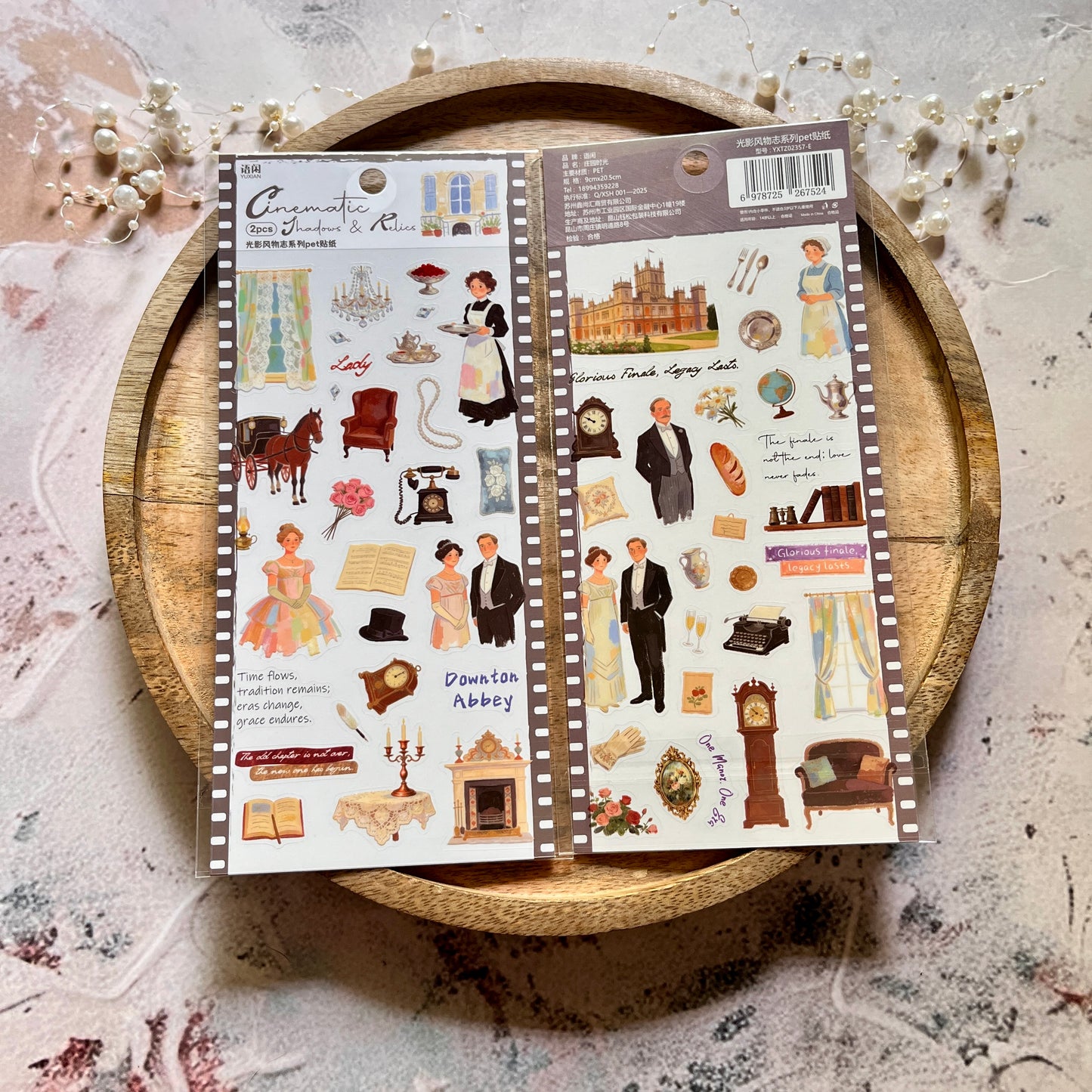 2 Sheets Light and Shadow Scenery Vintage American Style Stickers