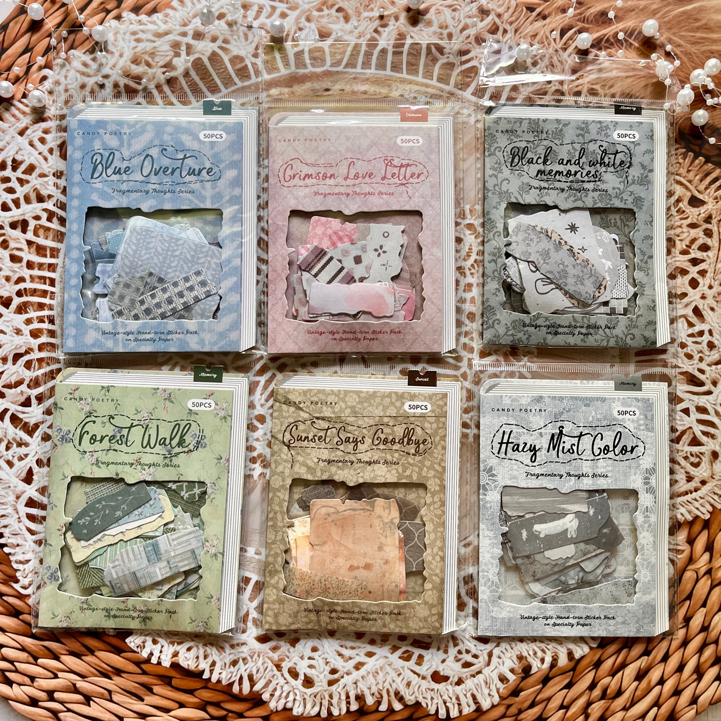 50 pcs Fragment Fabric Series Vintage stickers