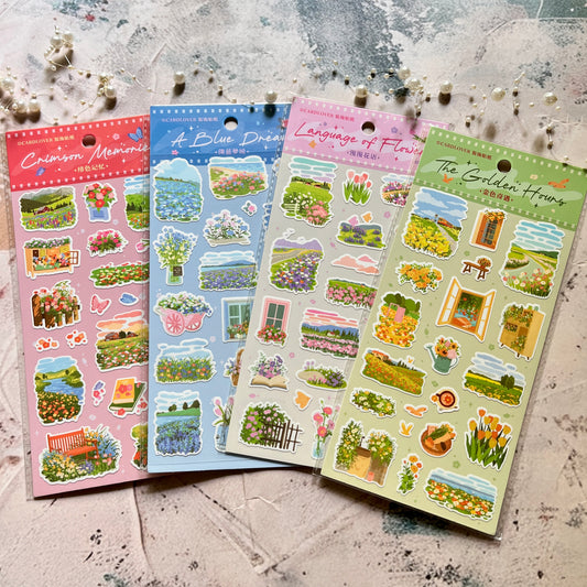 1 Pc Synthetic paper flowers know pretty illustrations decorative stickers