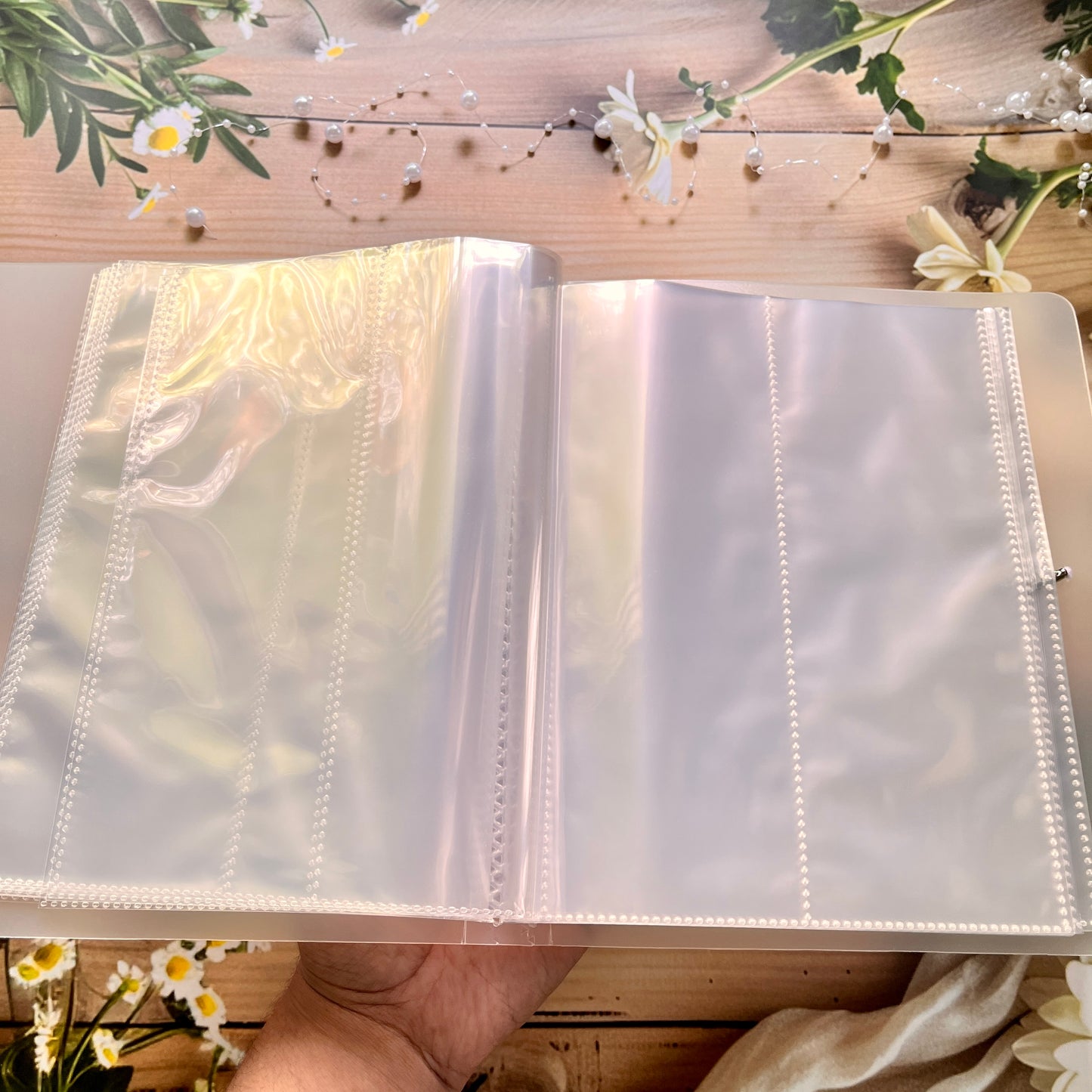 1 Pc Large Capacity Transparent Frosted PP Strap Sticker Organizer Book