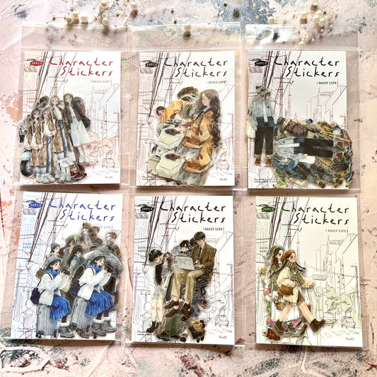 30 Pcs Street Corner Passersby Retro Character Stickers