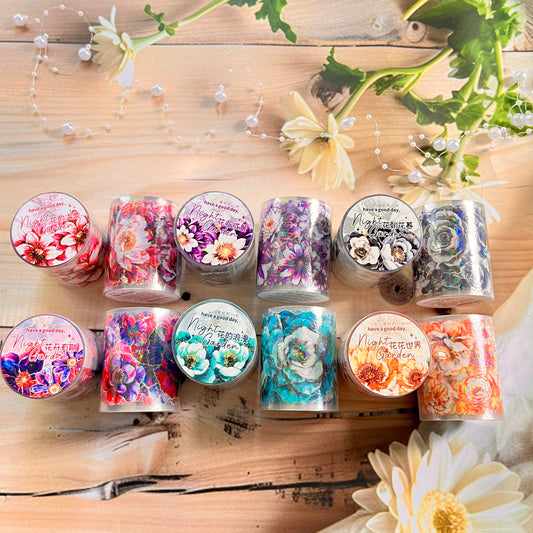 50mm* 2M Garden of the Night Series Shell Light Flower shiny Pet Tape for Journaling