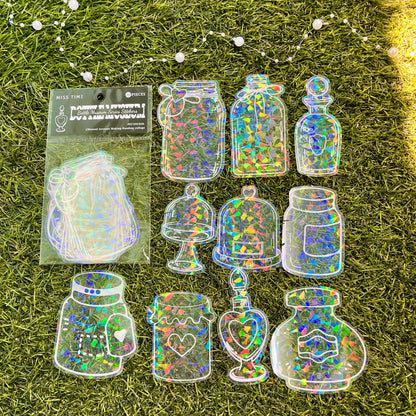 20 Sheets Bottle Museum Series Vintage Laser Glassware PET Sticker