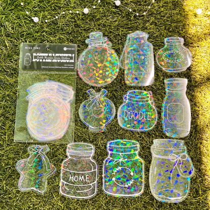 20 Sheets Bottle Museum Series Vintage Laser Glassware PET Sticker