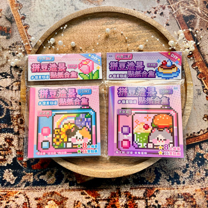 24 Sheets Pixel Art Scrapbooking Sticker Book