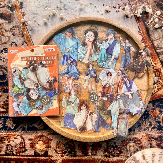 20 Pcs Comfort Living Series Cute Girl Journaling Stickers