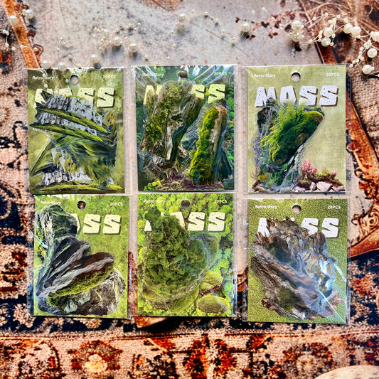 20 Pcs Moss Series Wood Themed Decoration Stickers