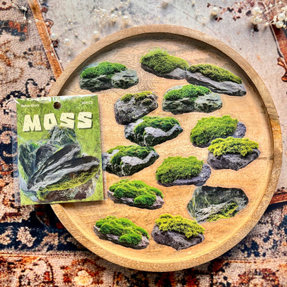 20 Pcs Moss Series Wood Themed Decoration Stickers