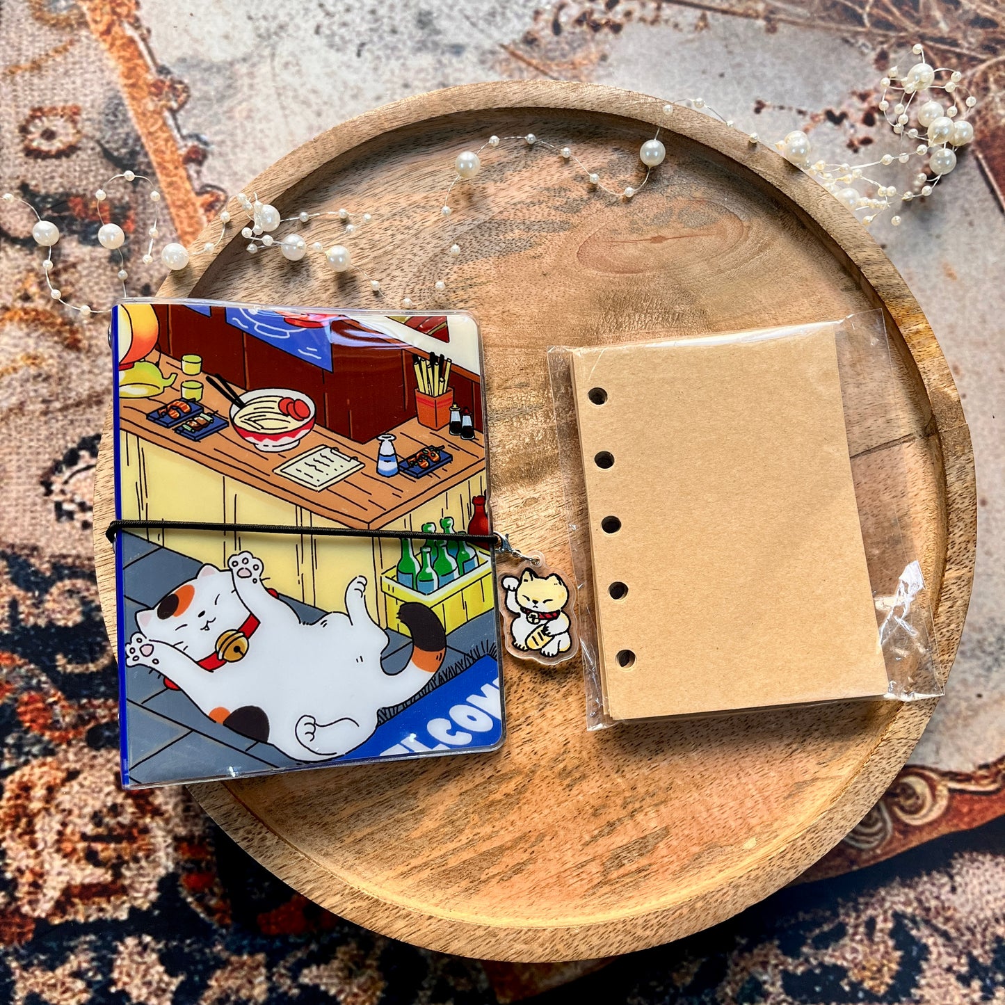 1 Pc Loose-Leaf Lynx Story M5 Notebook with Band Closure and Charm