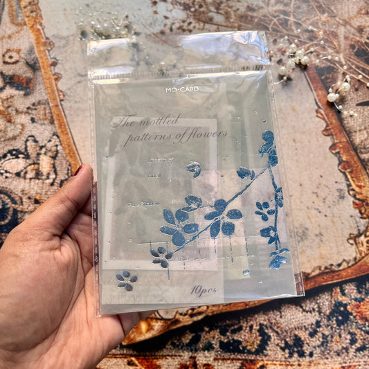 10 Sheets Embossed Notes Creative Silver Hot Stamping Material Pack