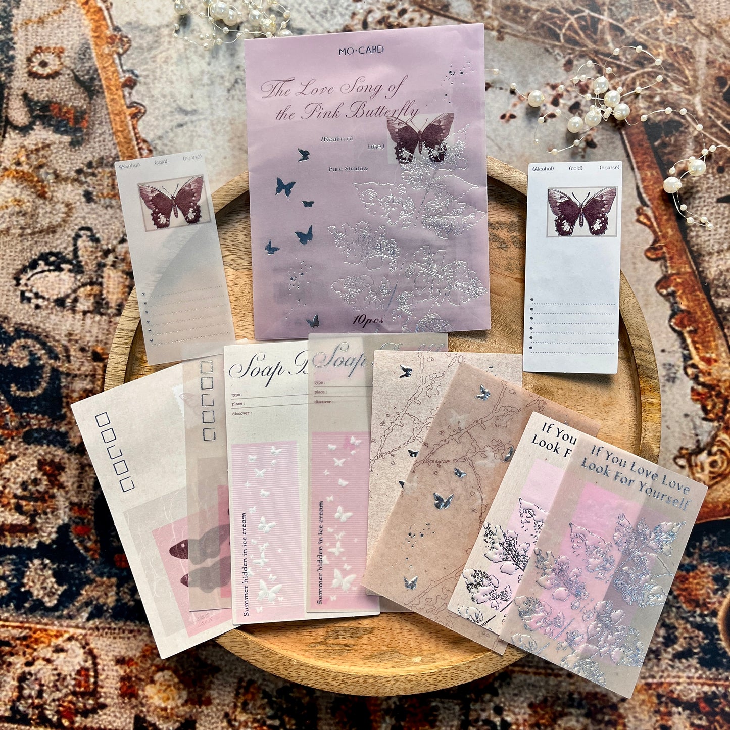 10 Sheets Embossed Notes Creative Silver Hot Stamping Material Pack
