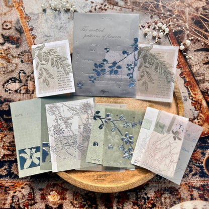 10 Sheets Embossed Notes Creative Silver Hot Stamping Material Pack