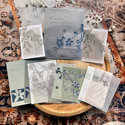 10 Sheets Embossed Notes Creative Silver Hot Stamping Material Pack
