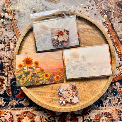 54 Pcs of Puzzle Stickers: Monet Impressions Series Retro Landscape Stickers