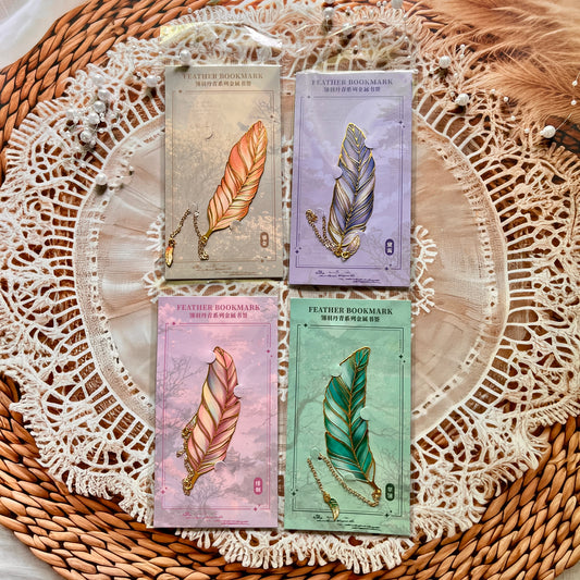 1 Pc Exquisite Metal Classical Chinese Style Cultural feather Bookmark