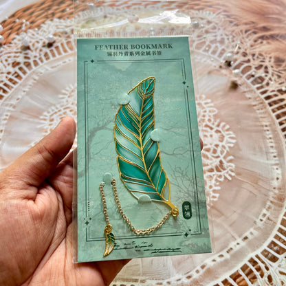 1 Pc Exquisite Metal Classical Chinese Style Cultural feather Bookmark