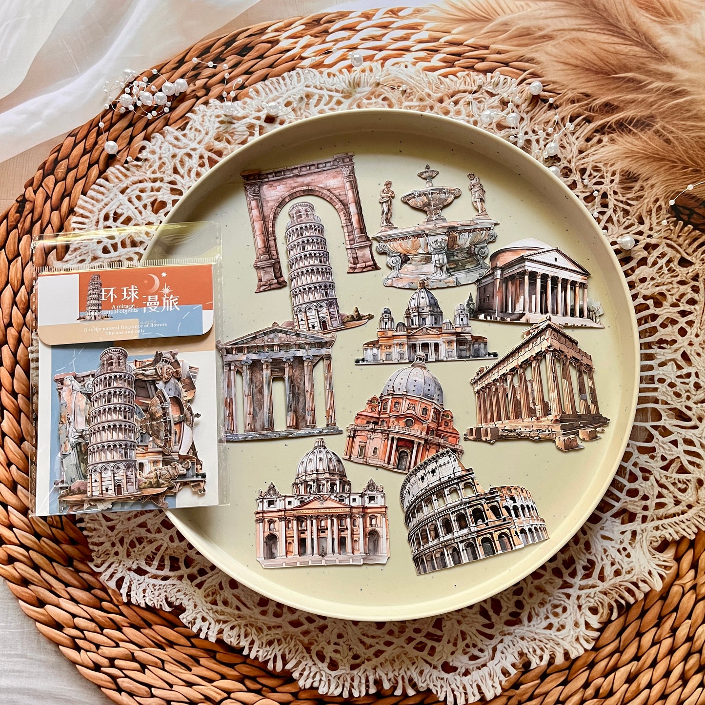 10 Pcs Universal Wanderlust Series Travel Theme Hard Card Stickers