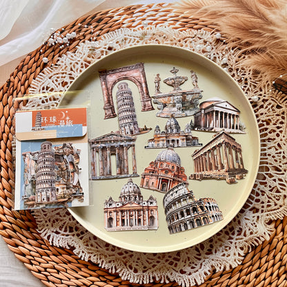10 Pcs Universal Wanderlust Series Travel Theme Hard Card Stickers