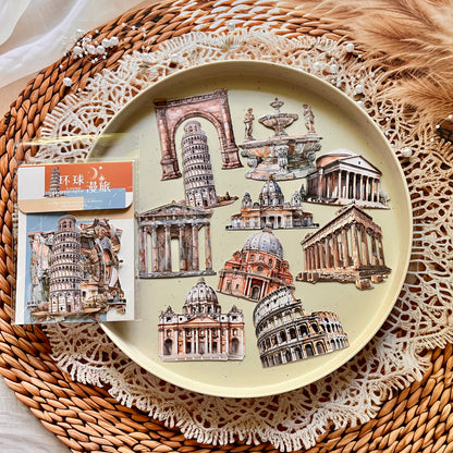 10 Pcs Universal Wanderlust Series Travel Theme Hard Card Stickers