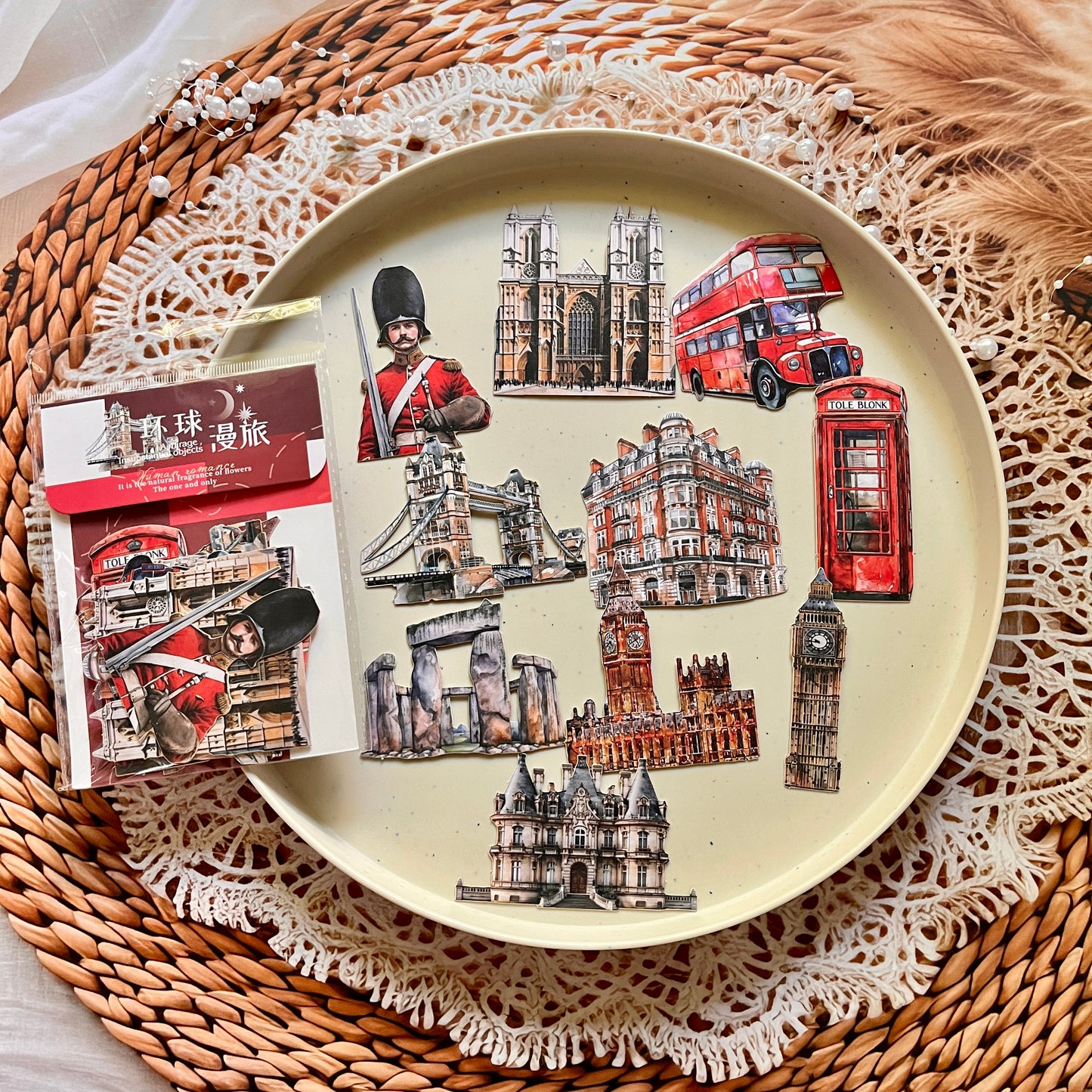 10 Pcs Universal Wanderlust Series Travel Theme Hard Card Stickers