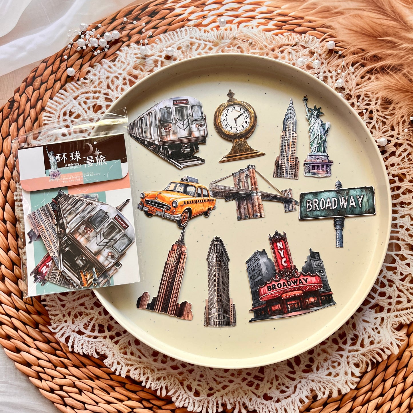 10 Pcs Universal Wanderlust Series Travel Theme Hard Card Stickers