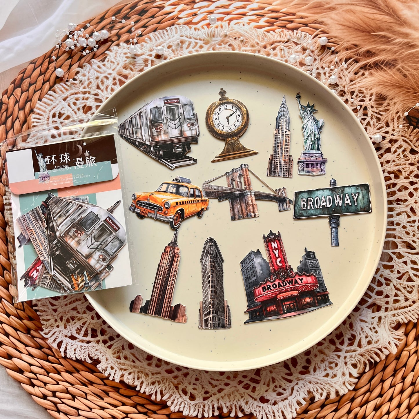 10 Pcs Universal Wanderlust Series Travel Theme Hard Card Stickers