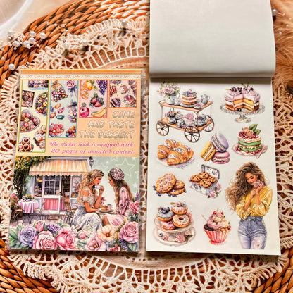 20 Sheets Characters Roses Landscape Sticker Book for Journaling