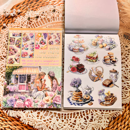 20 Sheets Characters Roses Landscape Sticker Book for Journaling