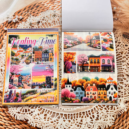 20 Sheets Characters Roses Landscape Sticker Book for Journaling