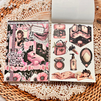 20 Sheets Characters Roses Landscape Sticker Book for Journaling