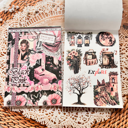 20 Sheets Characters Roses Landscape Sticker Book for Journaling