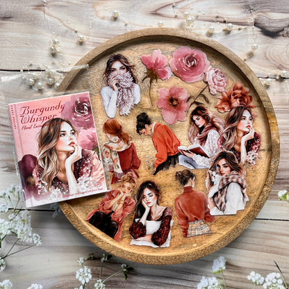 40 Pcs Blooming Encounters Retro Character Floral Stickers